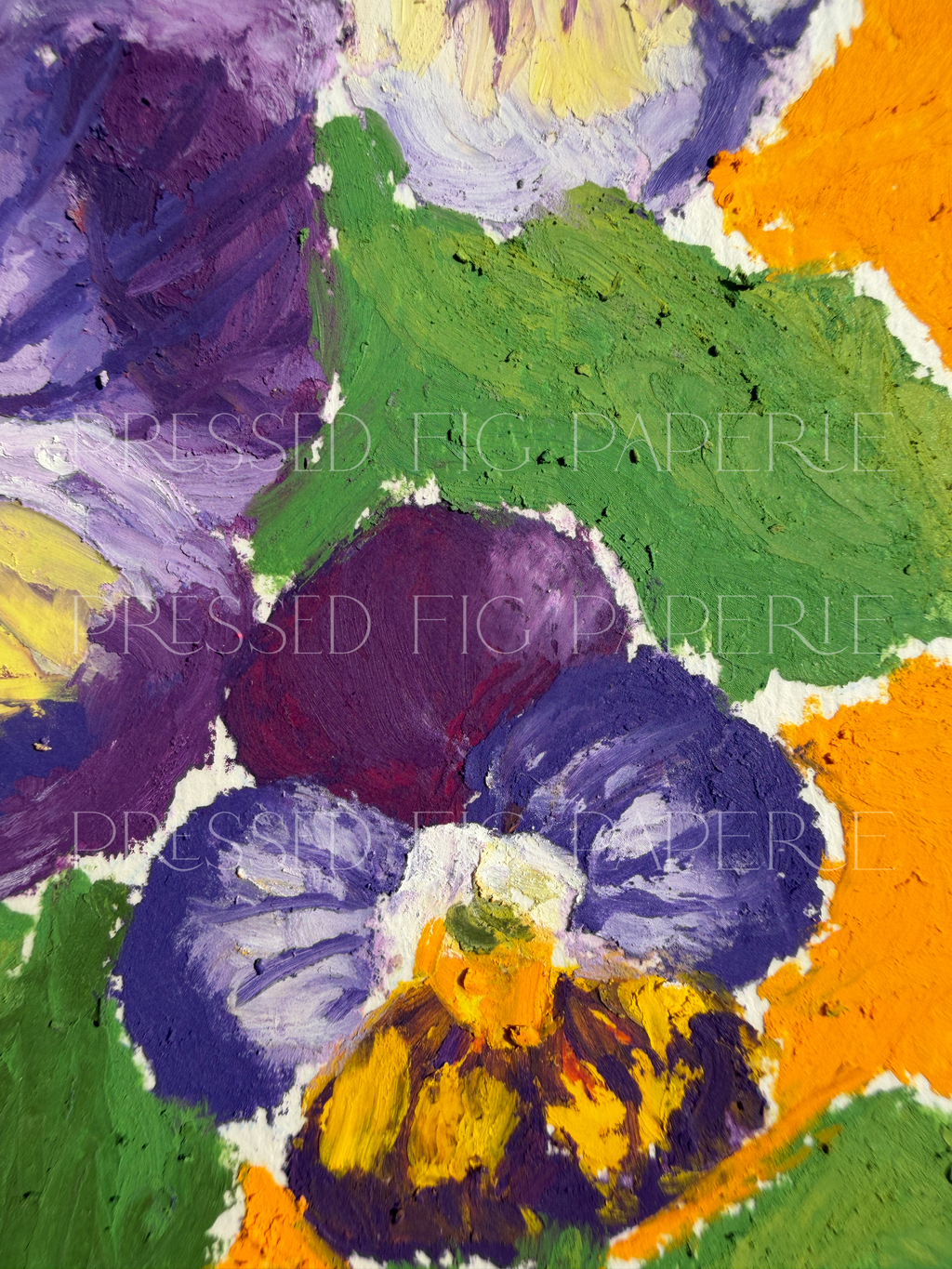 Pensées | Original Fine Art Oil Pastel Painting | Lyme Disease Awareness