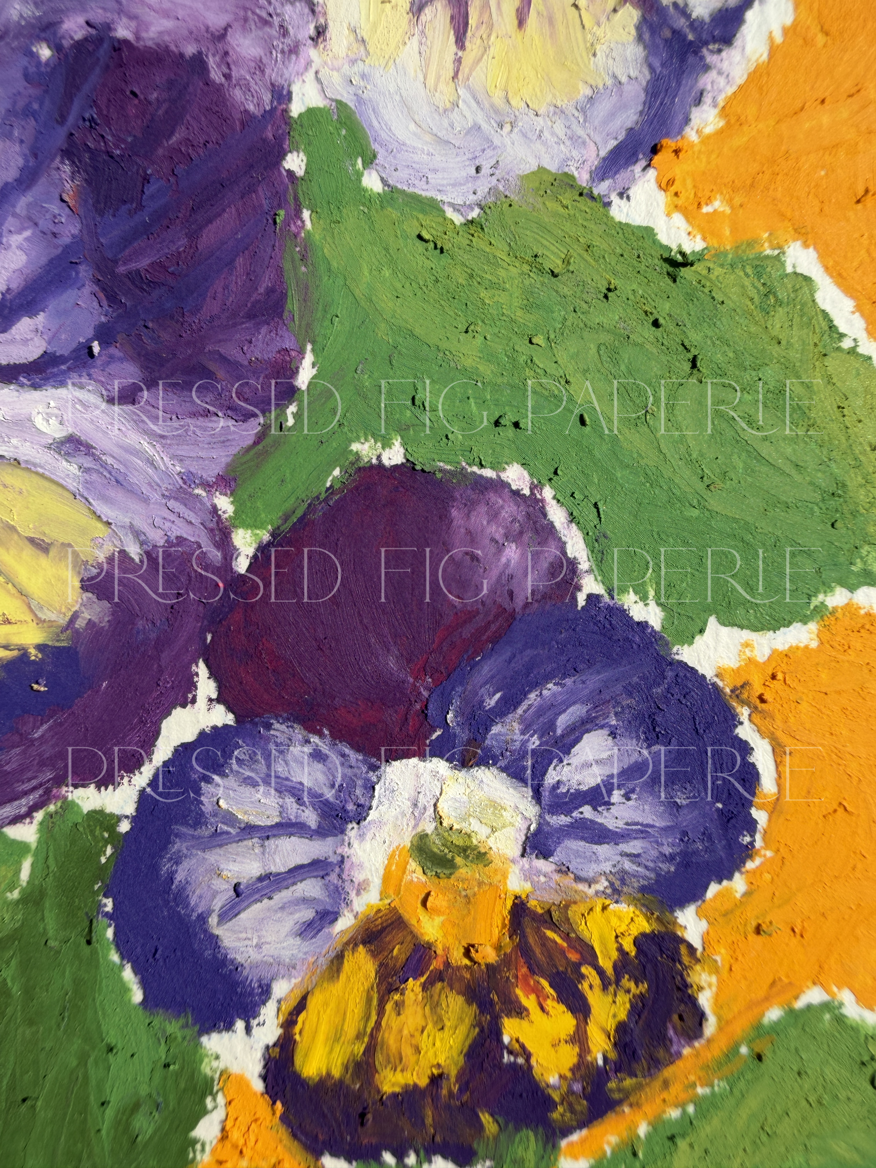 Pensées | Original Fine Art Oil Pastel Painting | Lyme Disease Awareness